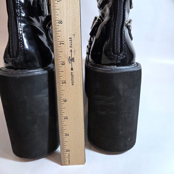 SOLD ON DEPOP Black Platform Buckle Boots Demonia Wide calf - Picture 4 of 7
